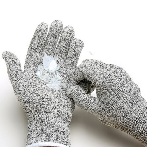 Бесшовные 13G трикотажные перчатки HPPE уровня 5, устойчивые к порезам пищевого качества, кухонные перчатки для работы со стеклом