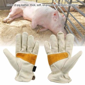 Guante de jardín suave y grueso de cuero de cerdo antideslizante duradero para cavar trabajos de jardinería