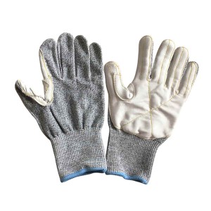 Sweat Proof Anti-cut Level 5 Work Gloves with Leather Reinforced Palm