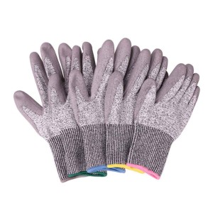 13 Gauge Gray PU Palm Coated Cut Resistant Glove