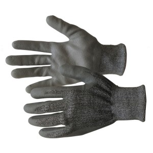 13 Gauge Grauer, schnittfester Nitril-Tauchhandschuh mit superfeiner, schäumender Handflächenbeschichtung