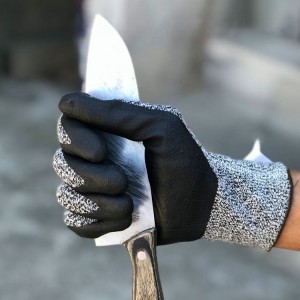 13 Gauge siva rukavica za potapanje otporna na nitril, superfina pjenasta premazana dlan