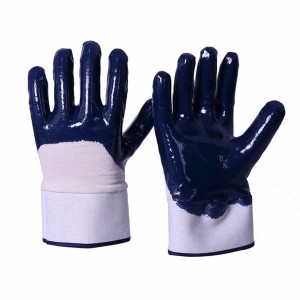 Veiligheidsmanchet Predator zuuroliebestendige blauwe nitril gedompelde handschoenen met antislipstippen
