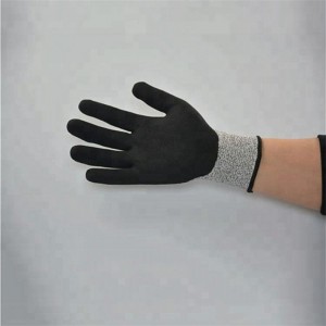 13g HPPE Industrial Cut Resistant Handschoenen mei Sandy Nitrile Coating Palm