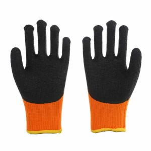 Anti-slip crinkle latexbelagda frottéstickade handskar Vintervarm konstruktion Säkerhet Termiska arbetshandskar