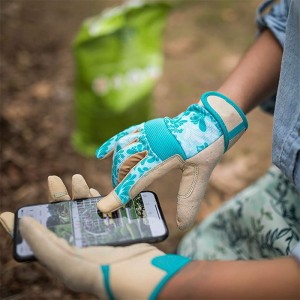 Blue Elegant Lady Garden Work Glove Anti Slip Touch Screen Safety Gloves