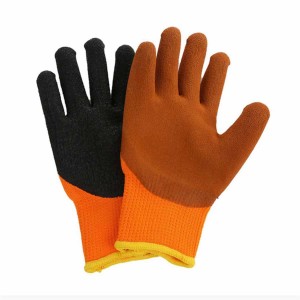 Protiskluzové mačkané Latexem potažené froté pletené rukavice Zimní zateplená konstrukce Bezpečnostní tepelné rukavice