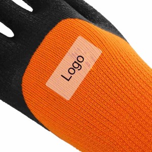 アンチスリップクリンクルラテックスコーティングされたテリーニット手袋冬暖かい建設安全熱作業手袋