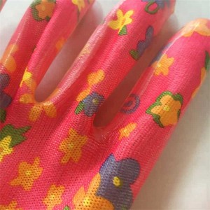 Yard Farming Colored Pattern Nitrile Smooth Coated Gardening Gloves Bulk