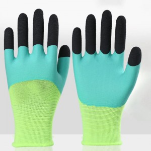 Latex Rubber Palm Double Dipped Hand Protection Coated Breathable Safety Gloves