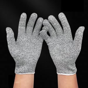 Безшевни 13G плетени ръкавици HPPE, ниво 5, устойчиви на порязване за храна, кухненски за работа със стъкло
