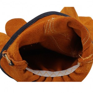 Apara Resistant Elastic Wrist Brown Cowhide Driver Leather Work Gloves