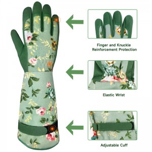 Găng tay làm vườn dài tay màu xanh lá cây/xanh lam có trọng lượng nhẹ