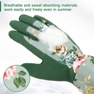 Lekkie zielone/niebieskie rękawiczki ogrodowe z długim rękawem