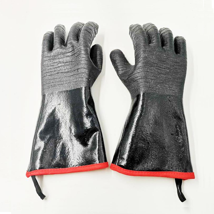 Long Heat Resistant Glove for Grill Waterproof Fireproof Oil Resistant Black Neoprene Thicken Gloves