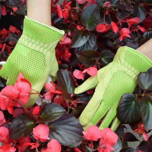 3D Mesh Comfort Fit Pigskin Leather Gardening Gloves for Women
