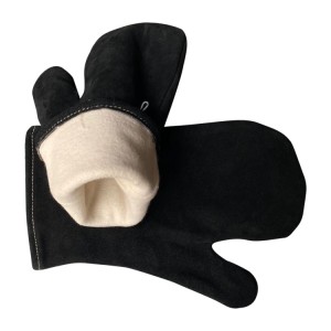 لوفا تشوراسكو 2 أصابع بقرة سوداء مقسمة ببطانة قطنية كاملة guantes para asados ​​للأفران الهولندية