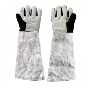 60cm Aramid Aluminium Foil 800 Mocheso o hanyetsanang le Tšireletseho ea Liindasteri Metallurgy Gloves