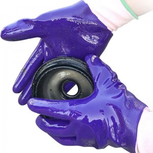 13g Polyester OEM Purple Color Nitrile Full Coated Work Gloves