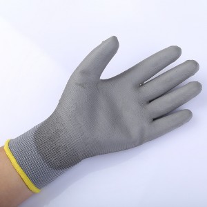 ОЕМ логотип сиве 13 полиестер најлонске радне рукавице умочене у длан