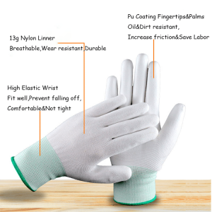 Gants de travail enduits de PU à usage général, gants de travail de sécurité en nylon de haute qualité