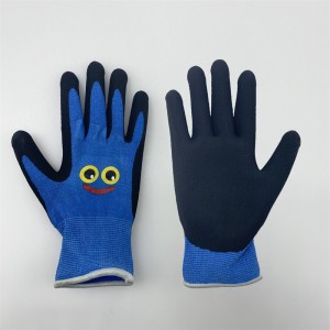 Children Polyester Latex Coated Work Glove Cute Face Print DIY Kids Garden Glove