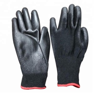 Anti-slip Black Nylon PU Coated Working Safety Gloves for Men