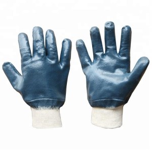 Blue Nitrile Coated Oil Resistant Working Gloves Water Proof