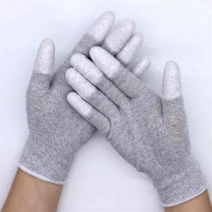 Antistatische Carbonfaser-Handschuhe, Nylon-Finger, PU-beschichtete Arbeitsschutzhandschuhe