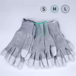 Găng tay sợi carbon chống tĩnh điện Găng tay bảo hộ lao động phủ PU ngón tay nylon