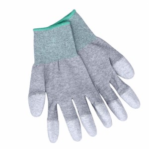 Anti Static Carbon Fiber Gloves Nylon Finger PU Coated Labor Protection Gloves