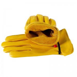 Lady Cowhide Leather Hand Protection Work Gardening Gloves Short Glove with Adjustable Wrist