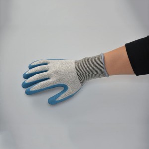 13-Gauge-schnittfester blauer Latex-Arbeitshandschuh mit Innenhandbeschichtung