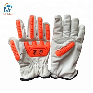 Cowhide Leather Indestructible Cut Proof Mechanical Hand Drilling Gloves