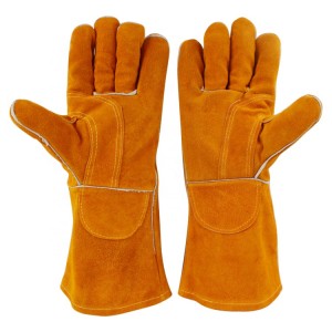 ආරක්ෂිත Cowhide Split Leather Welding Working Glove