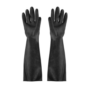 Swarte Handschoenen Heavy Duty Rubber Handschoenen Acid Alkali Resistant Chemical Wurk Feiligens Foar Yndustry Arbeid Protective Glove
