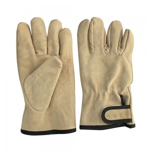 Zimske, tople, vetrovne delovne rokavice iz sivega kaki kravjega usnja, delovne rokavice z odebeljeno podlogo