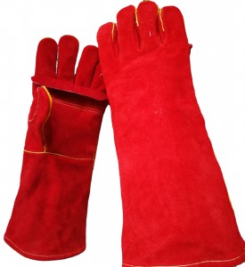 Ανθεκτικά στη θερμότητα Long Premium Δερμάτινα Γάντια Εργασίας Συγκόλλησης Γάντια Ασφαλείας