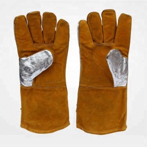 Anti Flash Aluminized Fireman Gloves Cow Hide Leather Work Welding Safety Gloves