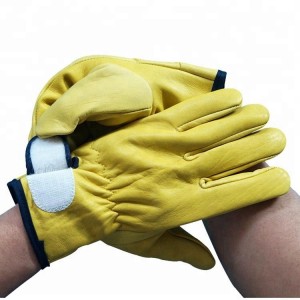 黄色ヤギ皮レザー運転園芸安全作業手袋