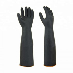 Sorte handsker Heavy Duty gummihandsker Syre-alkali-bestandig kemisk arbejdssikkerhed for industrien Arbejdsbeskyttelseshandske