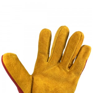 Кожени ръкавици за защита на труда Тежки машини Къси строителни кожени ръкавици