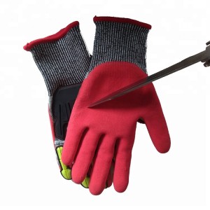 I-Nitrile Sandy Dipped Cut Resistant Anti Impact Gloves
