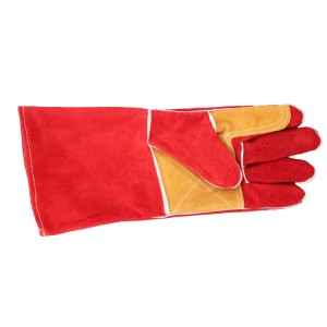 Schweißschutzhandschuhe aus rotem Rindspaltleder mit langem Absatz