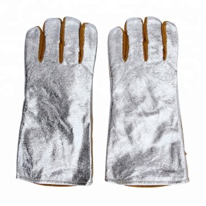 Anti Flash Aluminized Fireman Gloves Cow Hide Leather Work Welding Safety Gloves