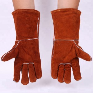 Nlereanya Ọsụsọ na-amịnye Safety Akpụkpọ anụ Welding Glove