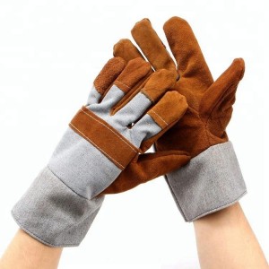 Short Cow Split Cheap Leather Hand Gloves para sa Construction Work