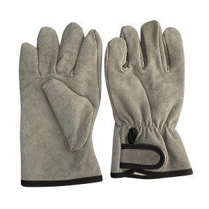 ລະດູຫນາວທີ່ອົບອຸ່ນ Windproof ສີຂີ້ເຖົ່າ Khaki ງົວ Split Leather Driver Working Glove Thicken Liner Winter Glove
