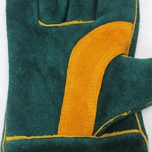 Πράσινα γάντια ασφαλείας συγκόλλησης, ανθεκτικά στη θερμότητα Cow Split Leather