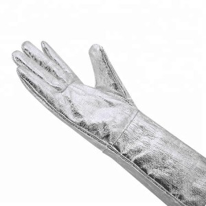 Aluminiumfolie Hege temperatuer Resistant Welding Safety Handschoenen foar Yndustry Metallurgy
